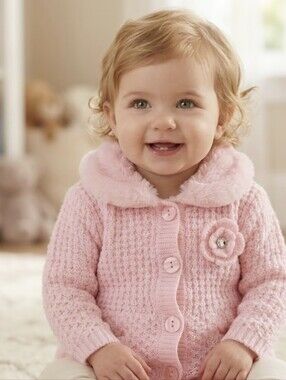 Little Lass Kids Pink Long Sleeve Button Down Soft Knit Sweater SizeUS 18M Girls